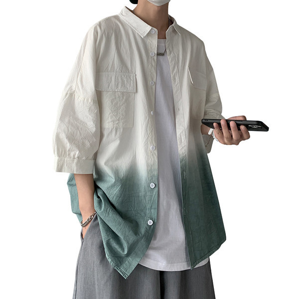 Cămașă casual pentru bărbați cu nasturi și culori irizate