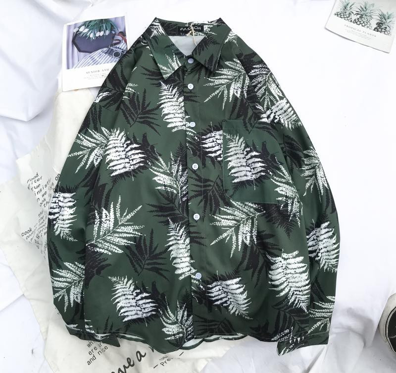 Cămașă pentru bărbați cu model floral și guler clasic