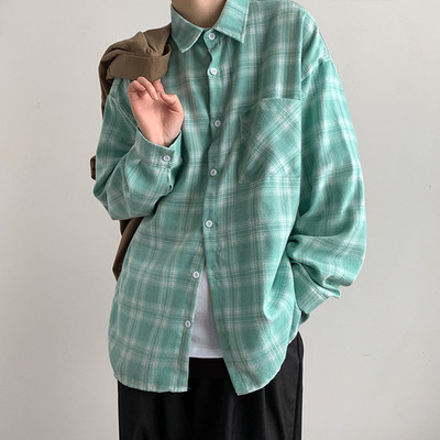 Cămașă casual în carouri cu nasturi și buzunar