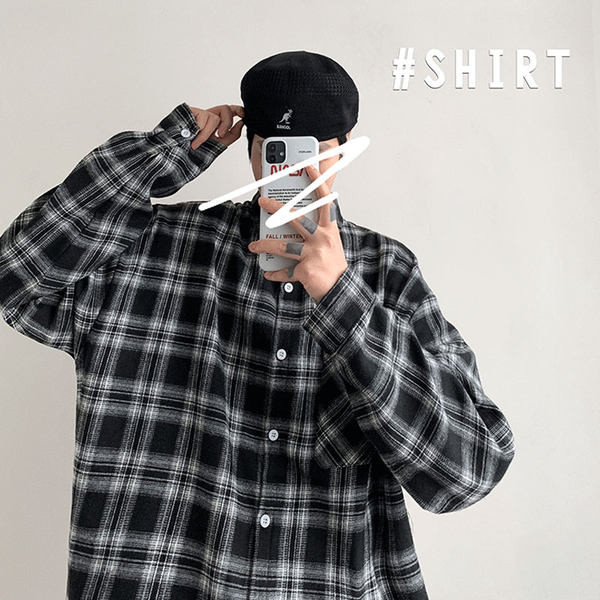 Cămașă casual în carouri cu nasturi și buzunar