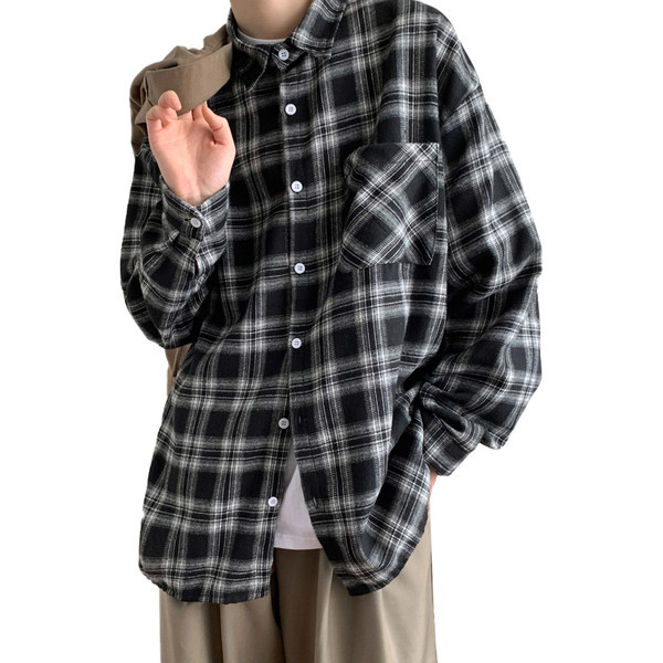 Cămașă casual în carouri cu nasturi și buzunar