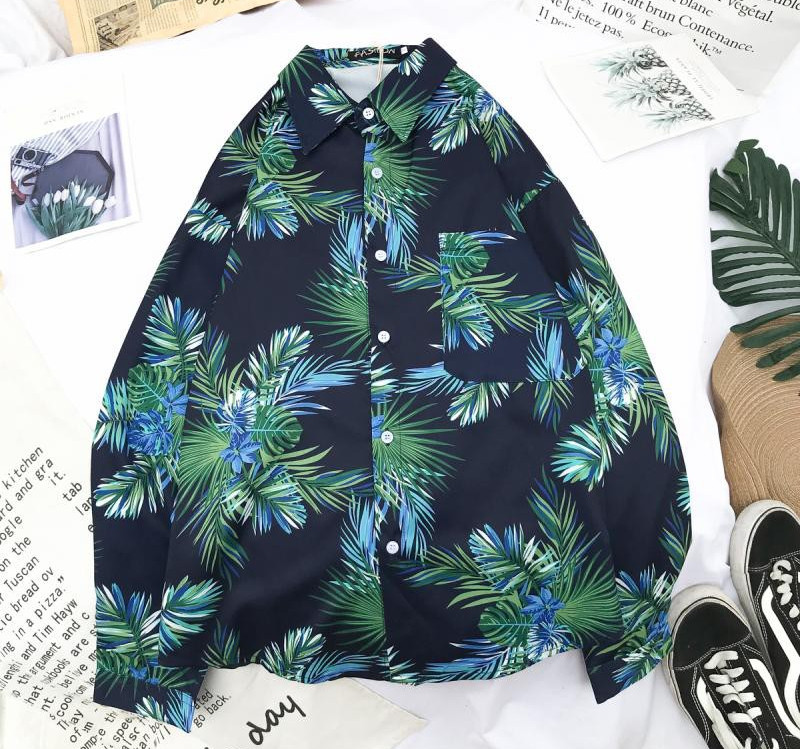 Cămașă pentru bărbați cu model floral și guler clasic