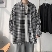 Cămașă în carouri pentru bărbați cu buzunar