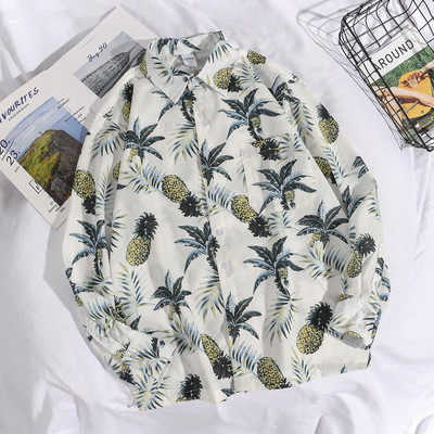 Vīriešu moderns krekls ar aplikācijām un garām piedurknēm