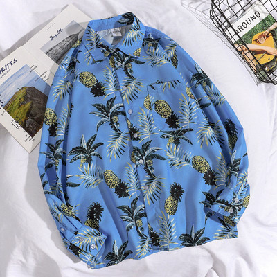 Vīriešu moderns krekls ar aplikācijām un garām piedurknēm