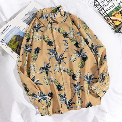 Vīriešu moderns krekls ar aplikācijām un garām piedurknēm