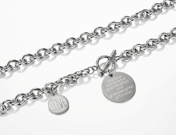 Lanț bărbătesc actual cu pandantive și inscripție