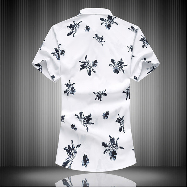 Jauna modeļa vīriešu krekls ar ziedu rakstu - īsām piedurknēm