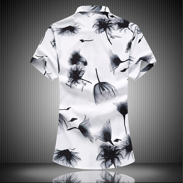 Jauna modeļa vīriešu krekls ar ziedu rakstu - īsām piedurknēm