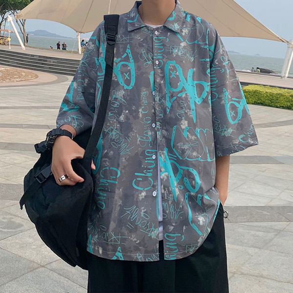 Cămașă lată casual cu nasturi