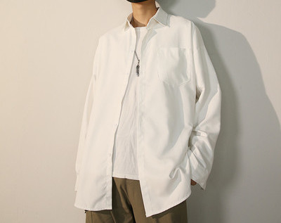 Cămașă simplă pentru bărbați, cu mâneci lungi și nasturi