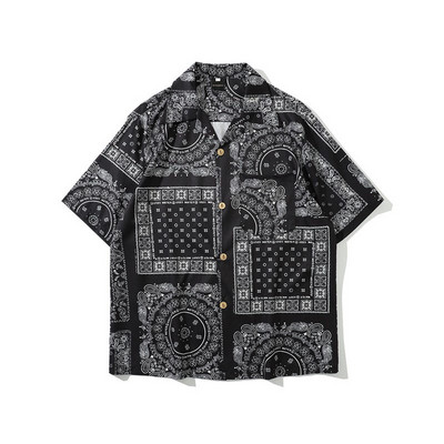 Cămașă casual bărbătească cu mâneci scurte și guler clasic