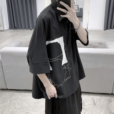 Cămașă casual bărbați cu aplicație - model larg