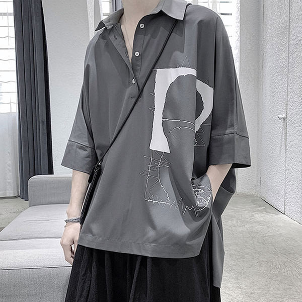 Cămașă casual bărbați cu aplicație - model larg