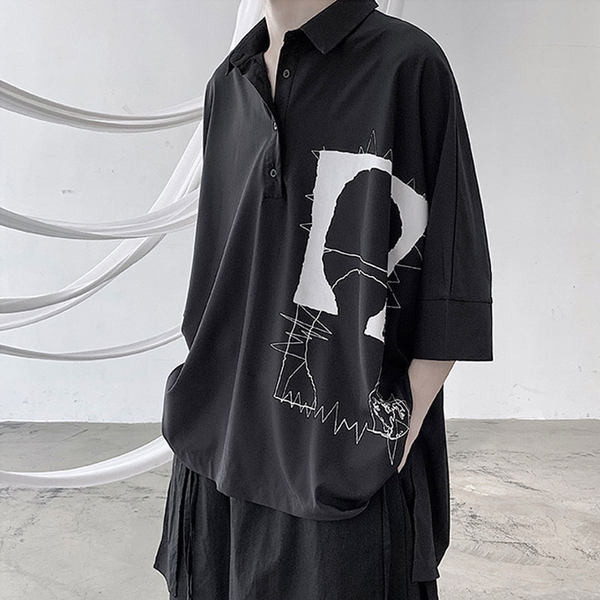 Cămașă casual bărbați cu aplicație - model larg