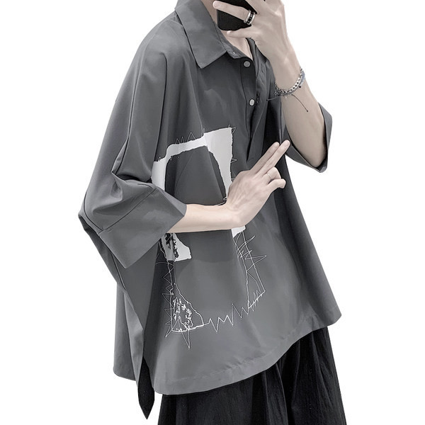 Cămașă casual bărbați cu aplicație - model larg