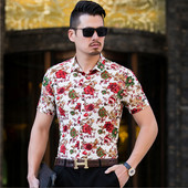 Pieguļošs vīriešu krekls ar ziedu rakstu vairākās krāsās