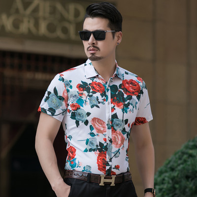 Pieguļošs vīriešu krekls ar ziedu rakstu vairākās krāsās