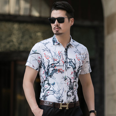 Pieguļošs vīriešu krekls ar ziedu rakstu vairākās krāsās