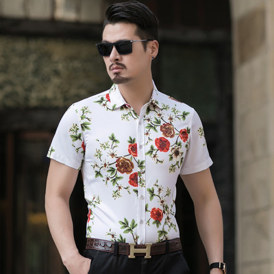 Pieguļošs vīriešu krekls ar ziedu rakstu vairākās krāsās