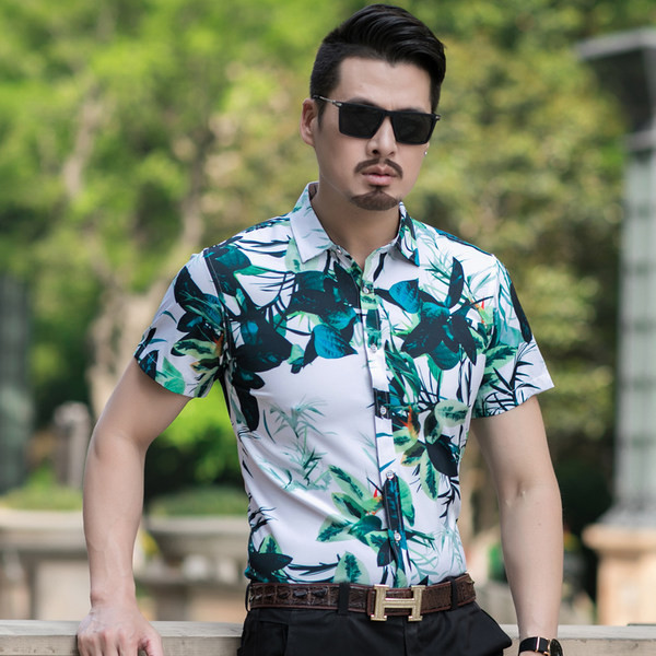 Pieguļošs vīriešu krekls ar ziedu rakstu vairākās krāsās