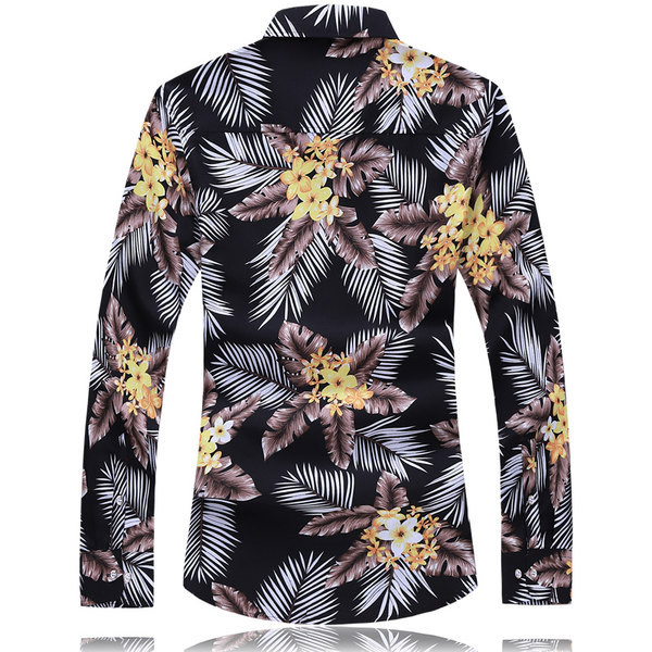 Cămașă elegantă pentru bărbați, cu aplicații colorate și mâneci lungi