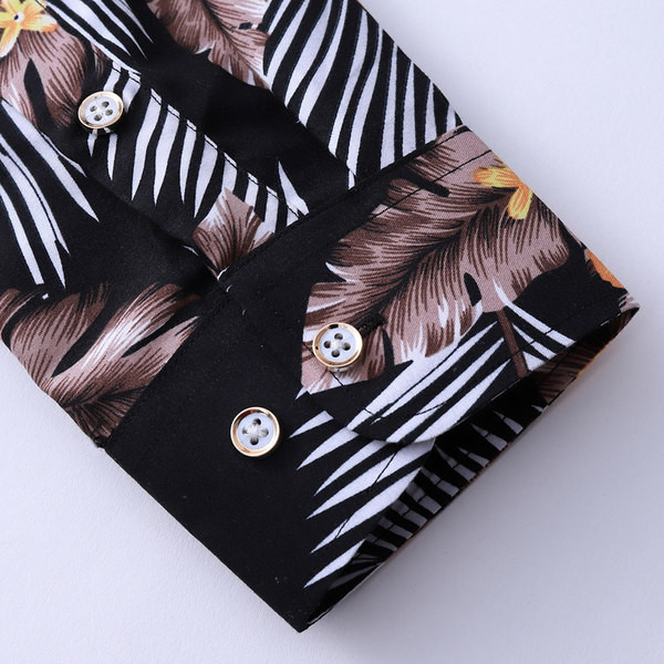 Cămașă elegantă pentru bărbați, cu aplicații colorate și mâneci lungi