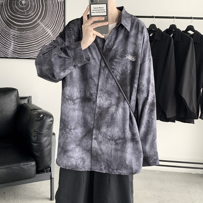 Cămașă model larg cu mâneci lungi și inscripție