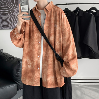 Cămașă model larg cu mâneci lungi și inscripție