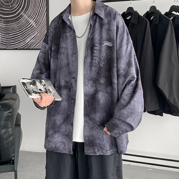 Cămașă model larg cu mâneci lungi și inscripție