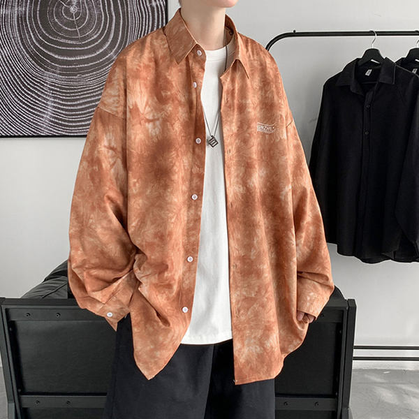 Cămașă model larg cu mâneci lungi și inscripție