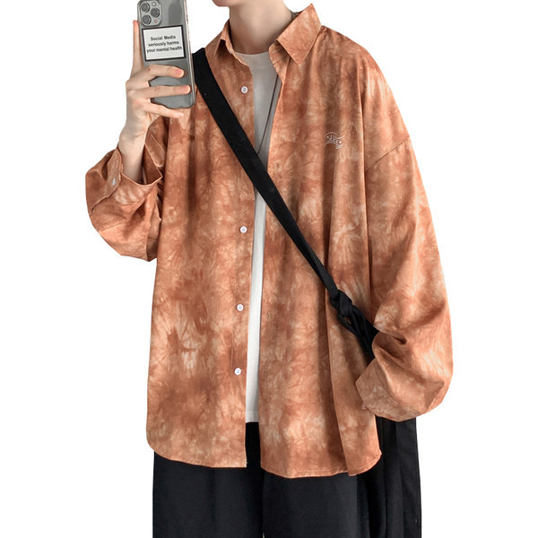 Cămașă model larg cu mâneci lungi și inscripție