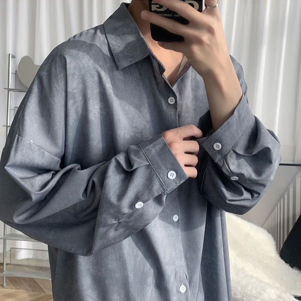 Cămașă casual bărbătească model drept de culoare gri