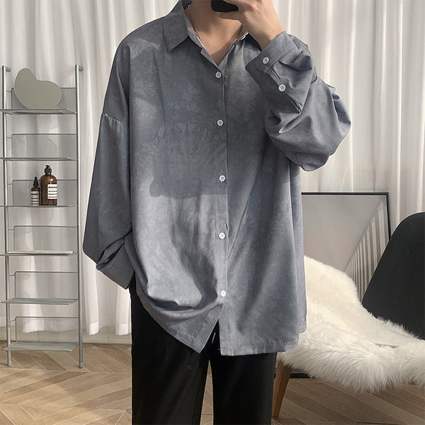 Cămașă casual bărbătească model drept de culoare gri