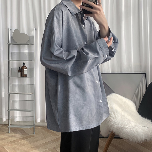 Cămașă casual bărbătească model drept de culoare gri