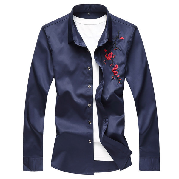 Cămașă bărbați brodată cu mâneci scurte și lungi două modele