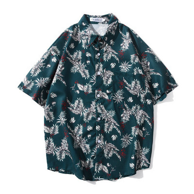 Cămașă colorată pentru bărbați, cu mâneci scurte și nasturi