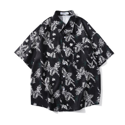 Cămașă colorată pentru bărbați, cu mâneci scurte și nasturi