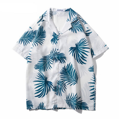 Cămașă colorată pentru bărbați, cu mâneci scurte și nasturi