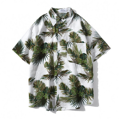 Cămașă colorată pentru bărbați, cu mâneci scurte și nasturi