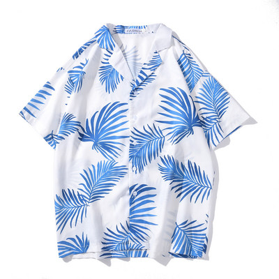 Cămașă colorată pentru bărbați, cu mâneci scurte și nasturi