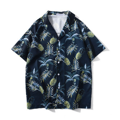 Cămașă colorată pentru bărbați, cu mâneci scurte și nasturi