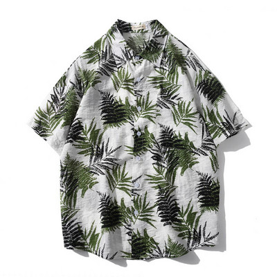 Cămașă colorată pentru bărbați, cu mâneci scurte și nasturi