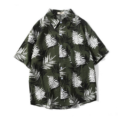 Cămașă colorată pentru bărbați, cu mâneci scurte și nasturi