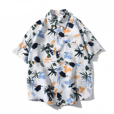 Cămașă colorată pentru bărbați, cu mâneci scurte și nasturi