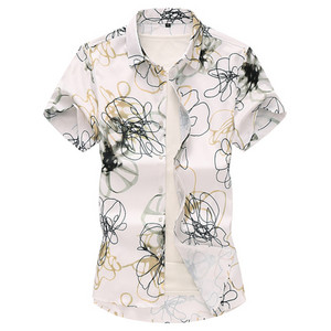 Cămașă pentru bărbați cu mâneci scurte și guler clasic cu nasturi