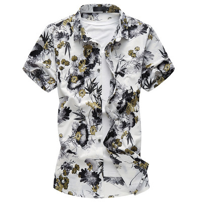 Cămașă pentru bărbați cu mâneci scurte și guler clasic cu nasturi