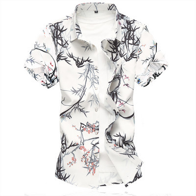 Cămașă pentru bărbați cu mâneci scurte și guler clasic cu nasturi