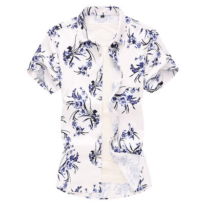 Cămașă pentru bărbați cu mâneci scurte și guler clasic cu nasturi