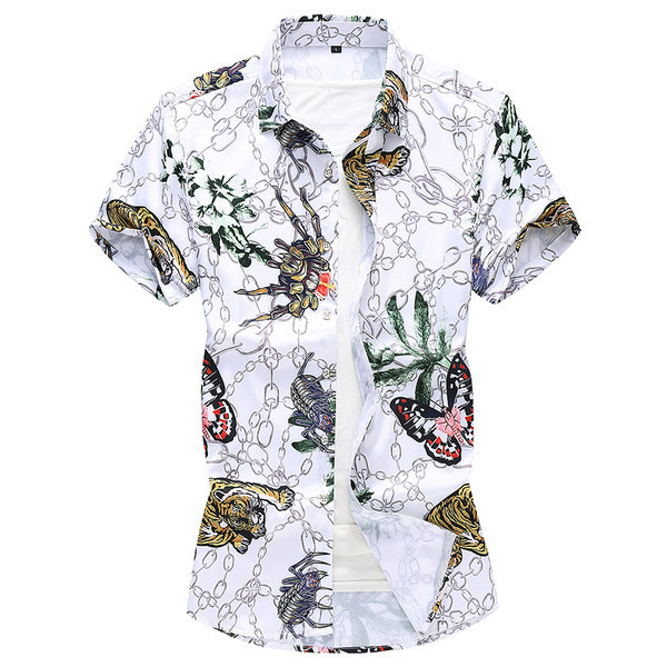 Cămașă modernă cu guler clasic și mâneci scurte pentru bărbați